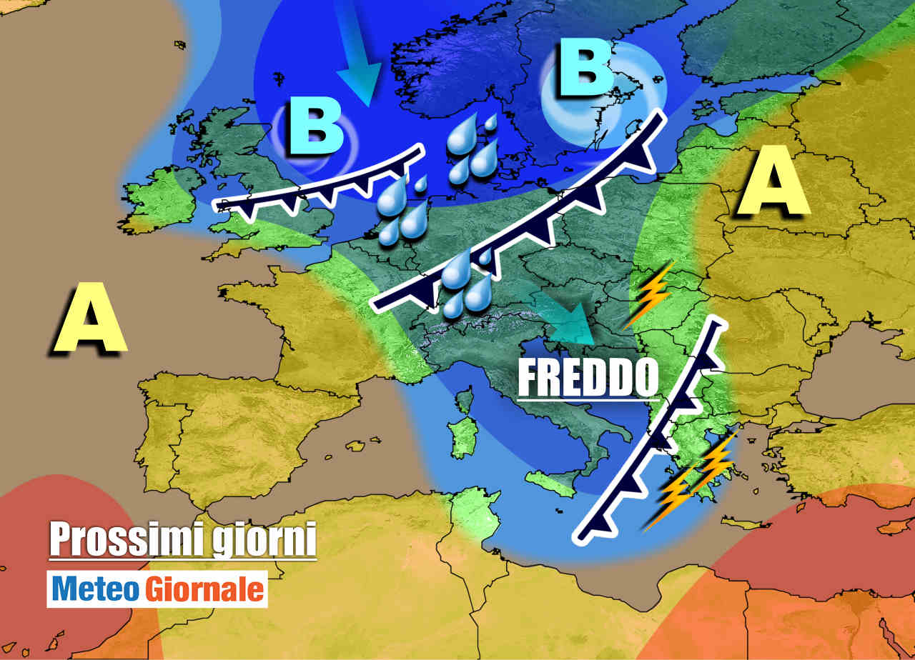 Evoluzione meteo primi giorni della settimana