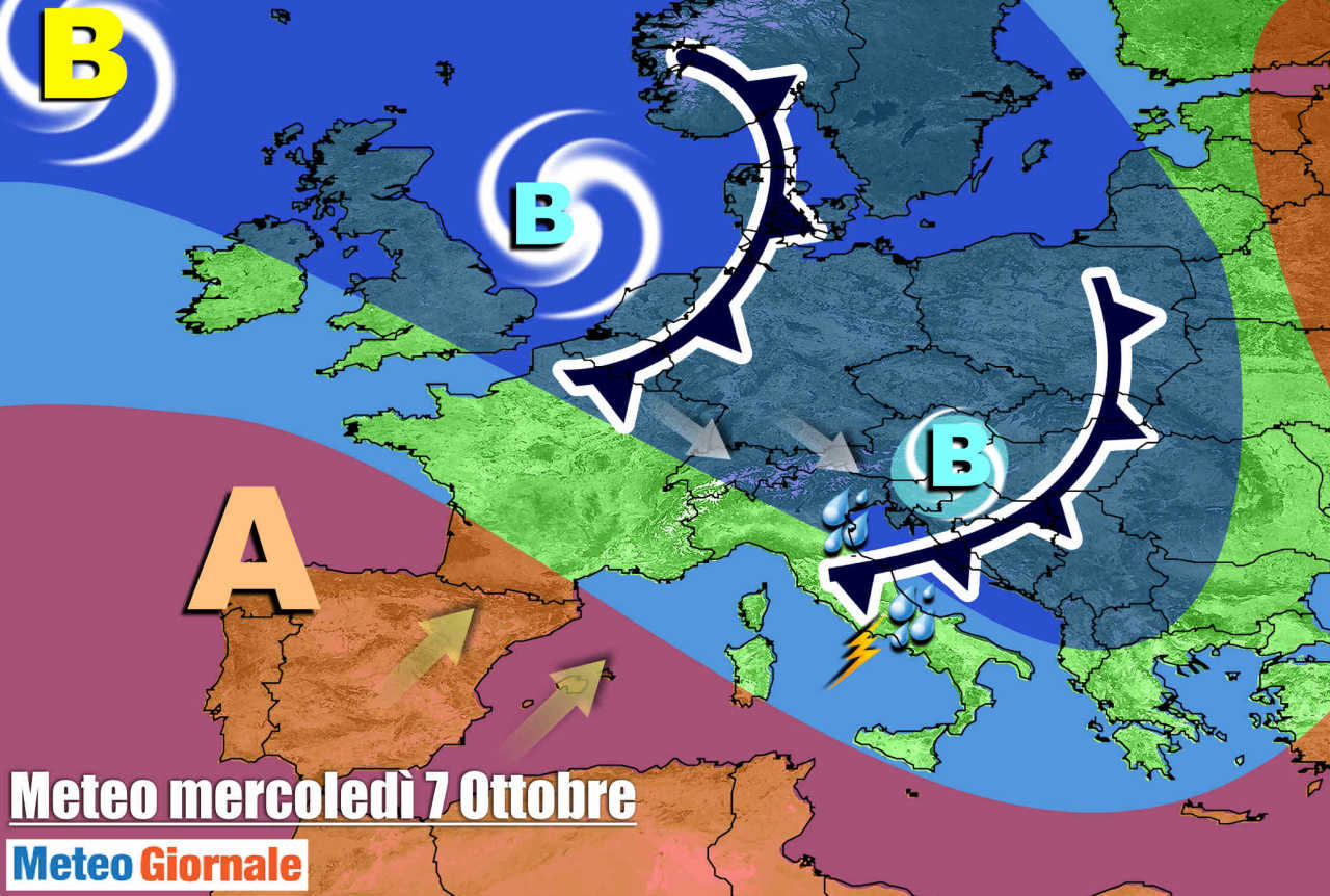 Evoluzione meteo verso metà settimana