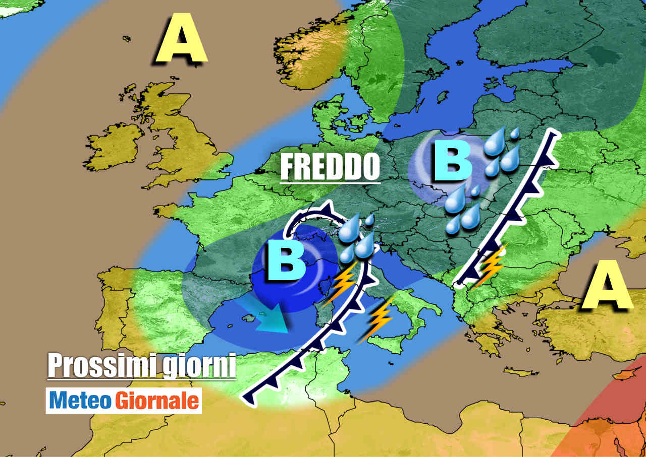 Evoluzione meteo per metà settimana