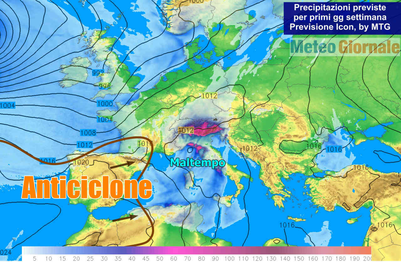Evoluzione inizio settimana