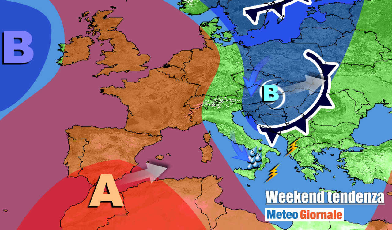 Vortice in fuga verso est nel weekend