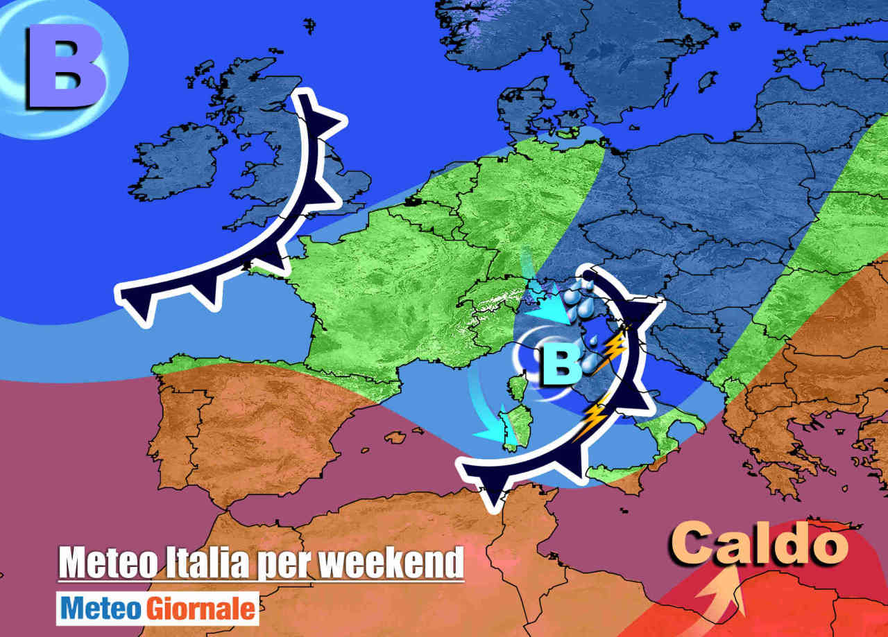 Evoluzione perturbazione nel weekend