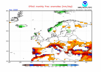 Modello CFSv2: meteo di novembre ESPLOSIVO