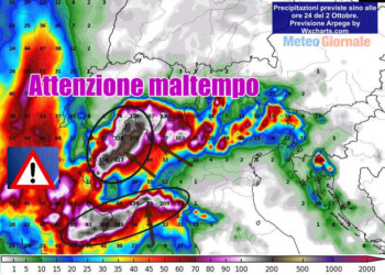 Violento MALTEMPO e BURRASCHE di vento: rischio PIOGGE ALLUVIONALI, ecco dove