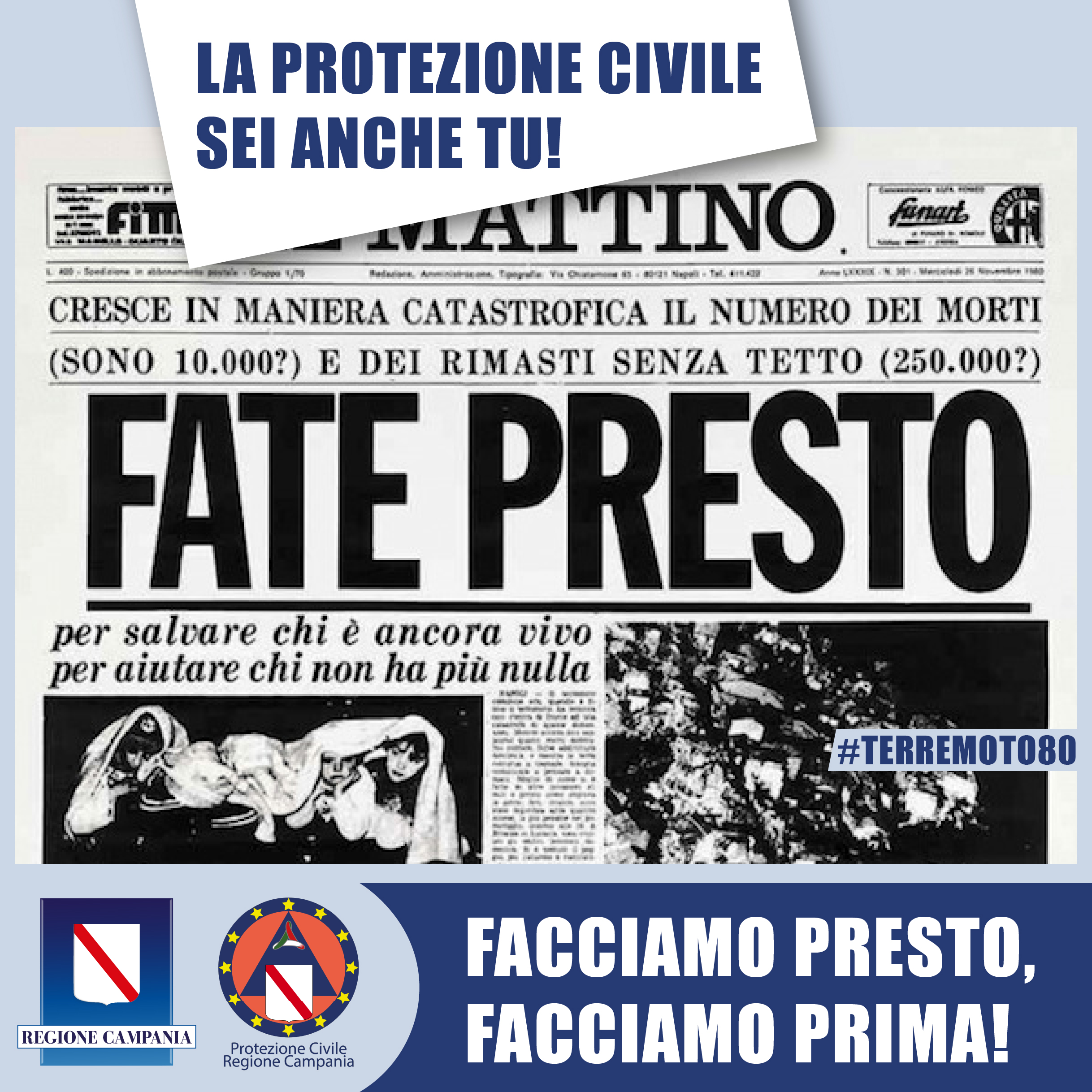 23 Novembre – quarant’anni dopo: La Protezione civile della Regione Campania ricorda le vittime del terremoto