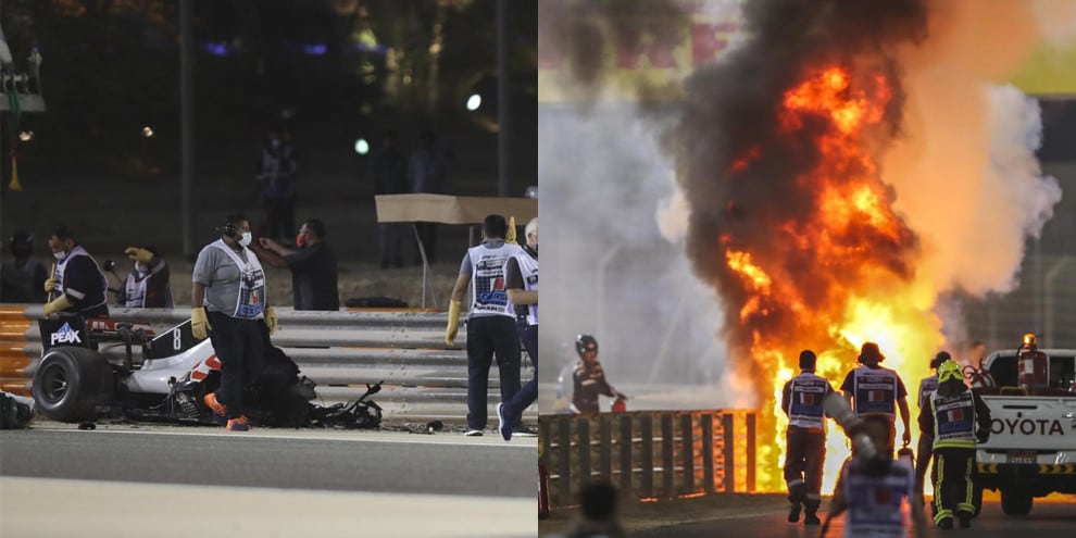 F1, paura per Grosjean: incidente in partenza nel GP del Bahrain