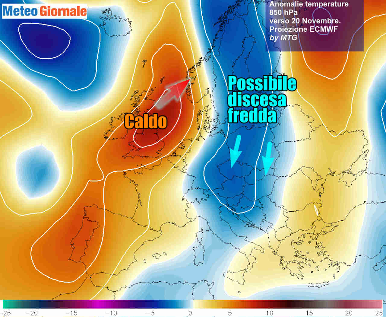 Sul lungo termine canale d'aria fredda dal Baltico verso l'Italia