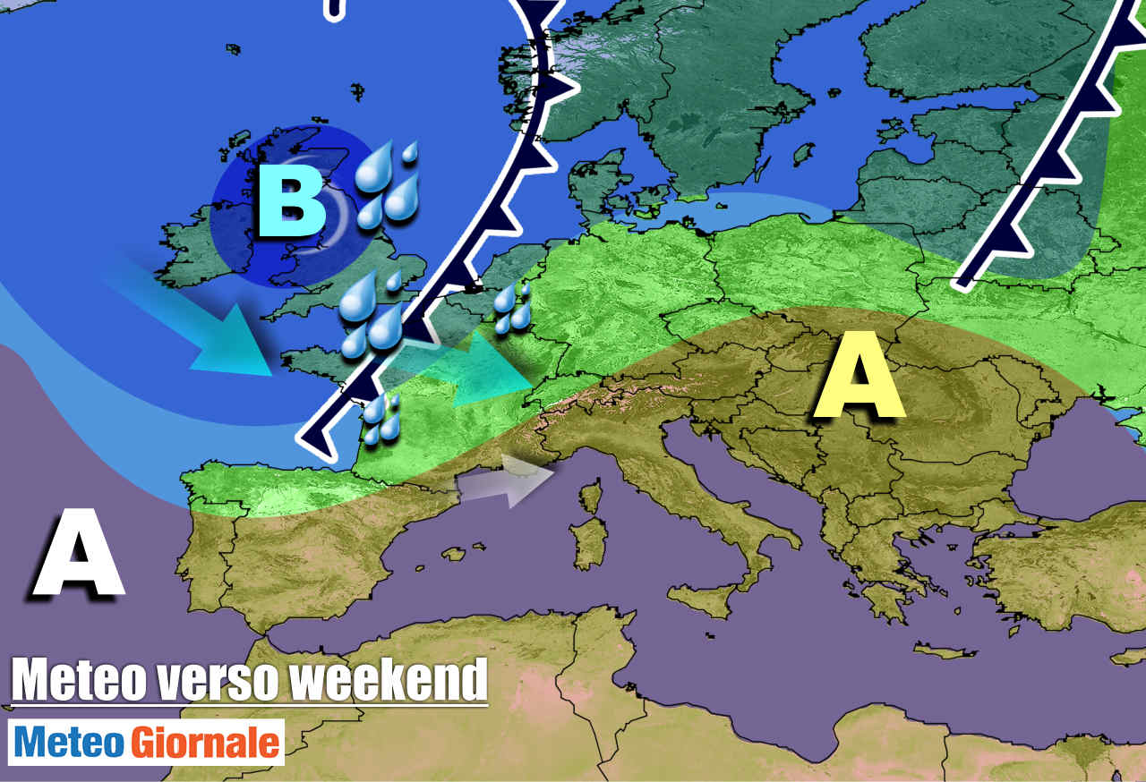 Evoluzione meteo verso il fine settimana