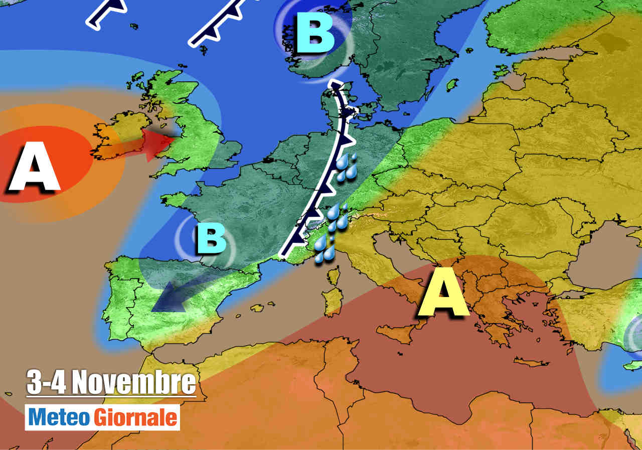 Evoluzione meteo tra martedì 2 e mercoledì 3