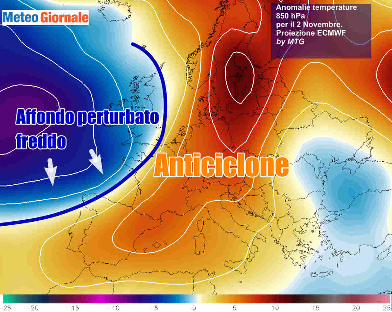 La situazione prevista in avvio di settimana