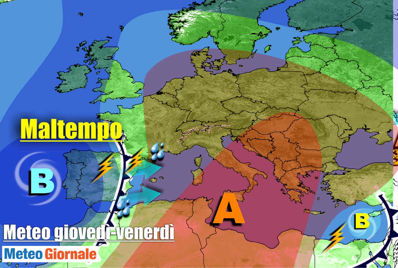 Evoluzione meteo seconda parte di settimana