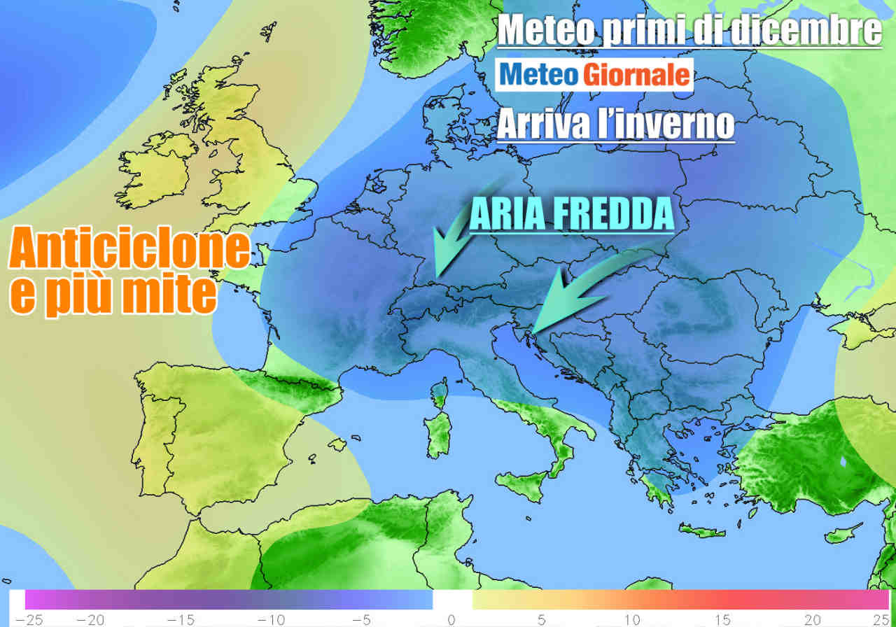 Aria fredda da est in arrivo anche sull'Italia