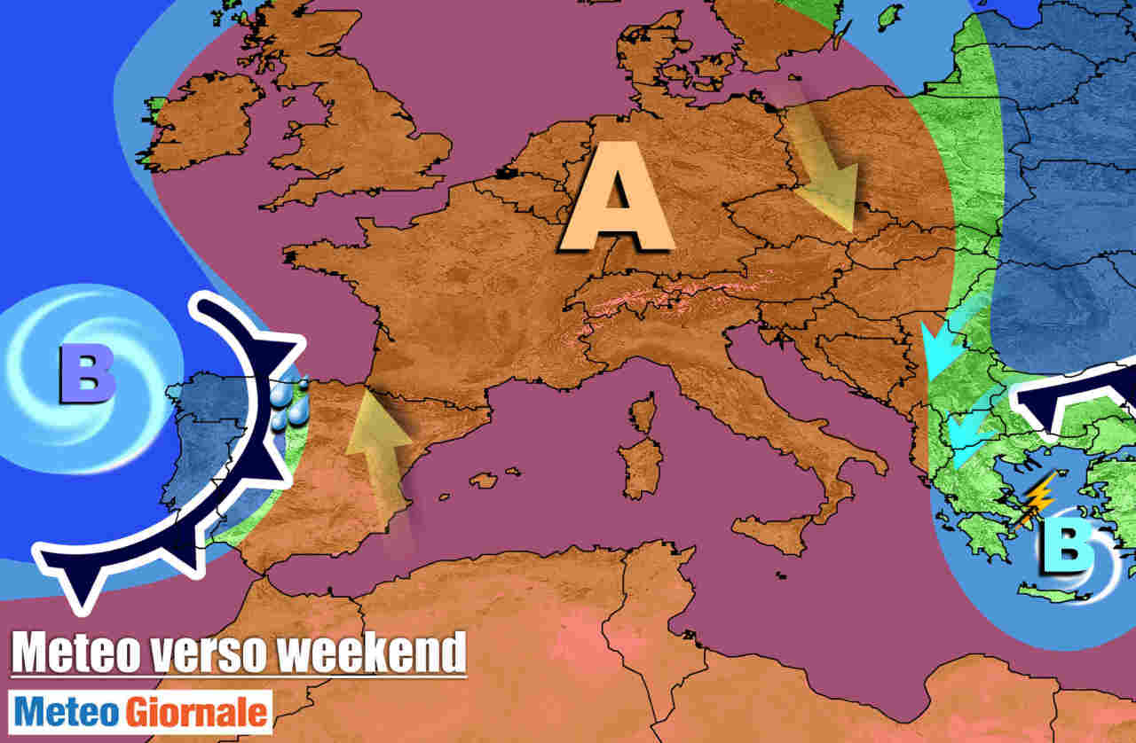 Evoluzione prevista nel weekend