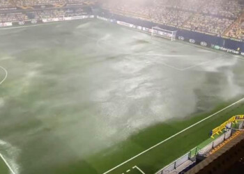 Nubifragio e alluvione in Spagna, la vista dallo stadio è impressionante