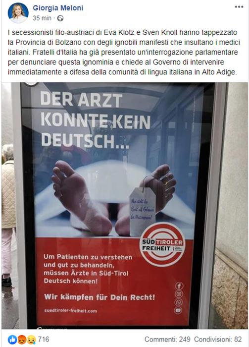 Alto Adige: procura chiede rinvio Klotz per manifesto choc