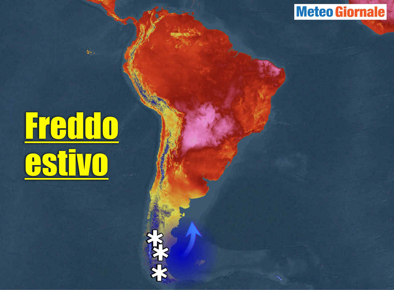 Ondata di freddo estivo in Argentina del sud.