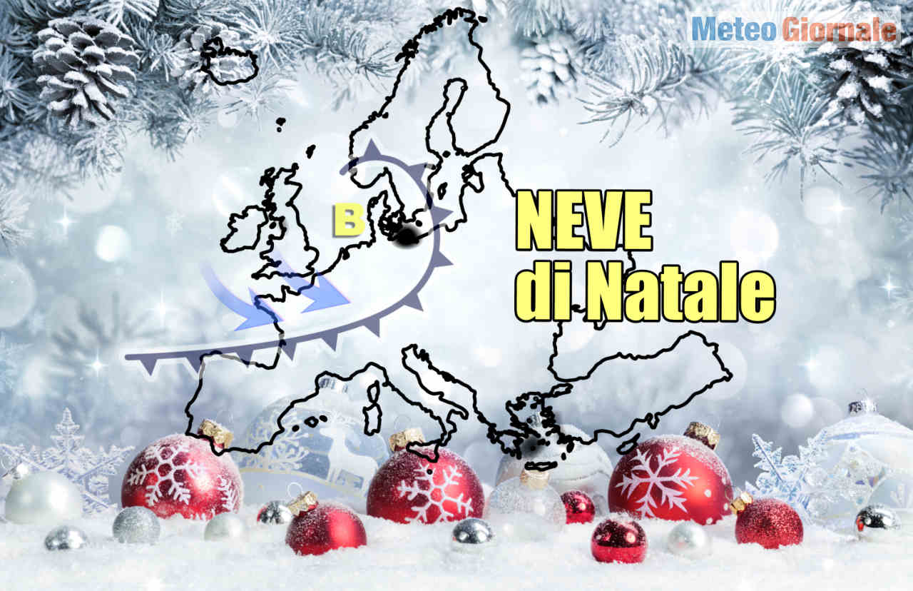 Meteo con neve natale in Europa.