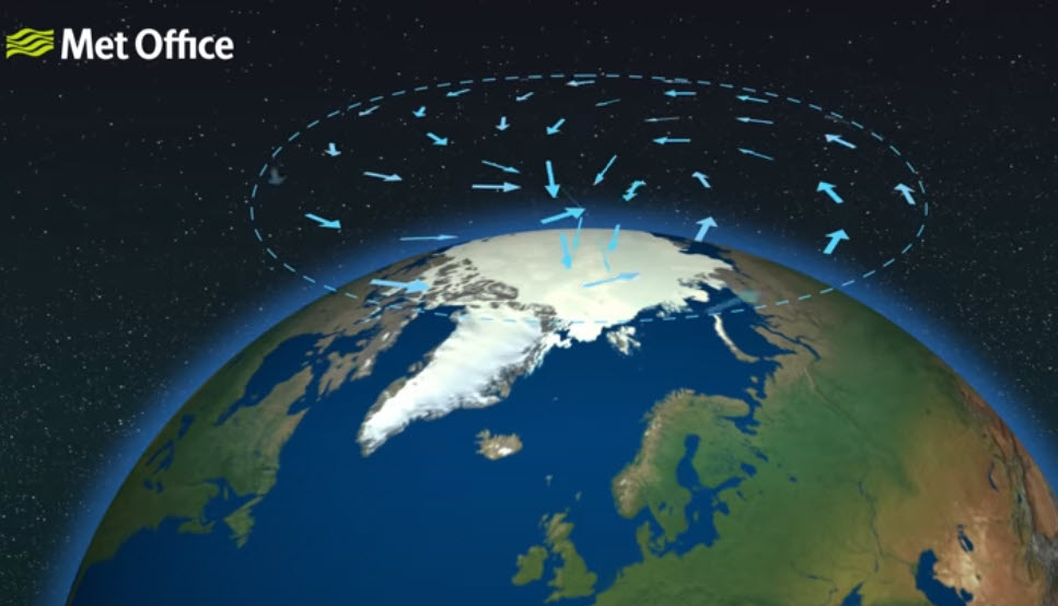 Sudden Stratospheric Warming. Credit MetOffice.