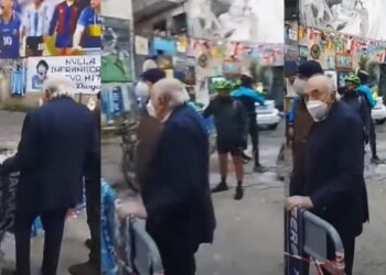 Ferlaino al murales di Maradona a Napoli: l’omaggio a Diego