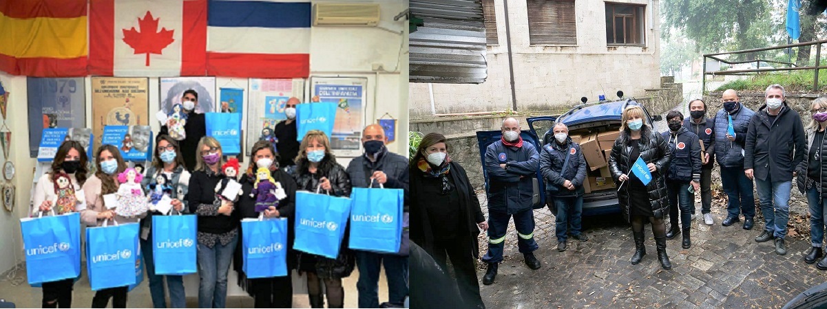 CRISI DA COVID-19 ASSOCIAZIONI PARTENOPEE UNICEF ED IMPRESE IN CAMPO DURANTE LE FESTIVITA’PER LA DONAZIONE DÌ GENERI ALIMENTARI GIOCHI E MASCHERINE