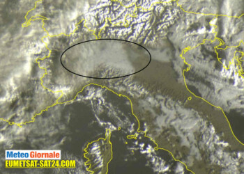 La neve in Valle Padana vista dal Meteosat