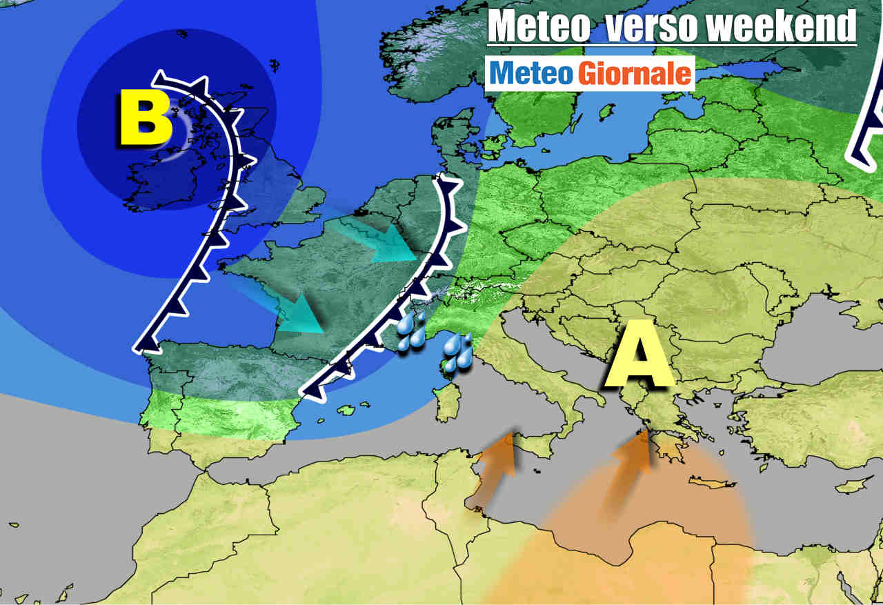 Evoluzione prevista nel weekend