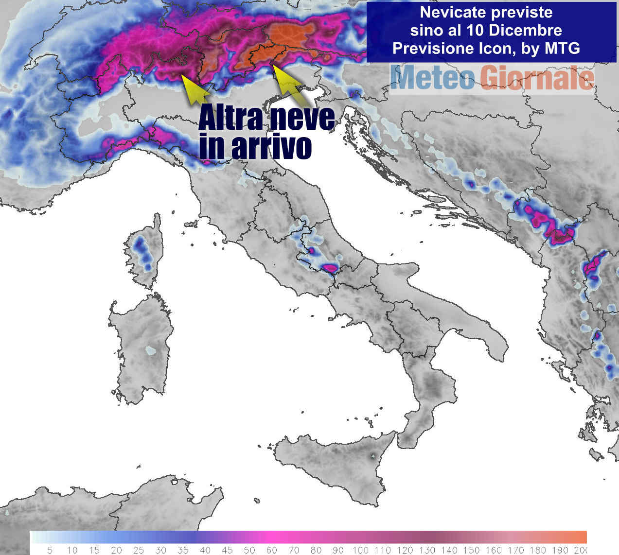 Nuove forti precipitazioni nevose nella nuova settimana sulle Alpi