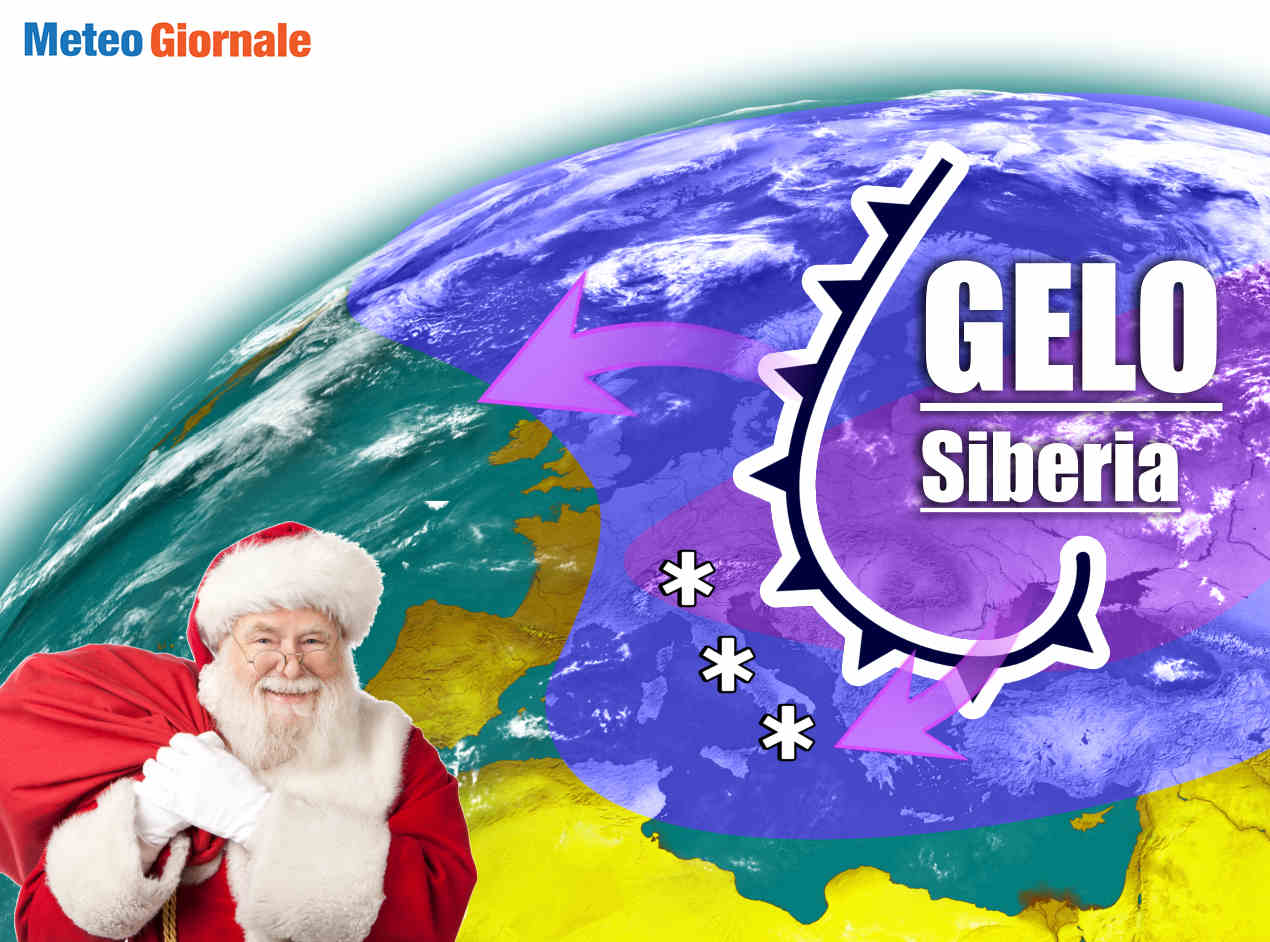 Meteo con rischio gelo dalla Siberia nelle festività del Natale.