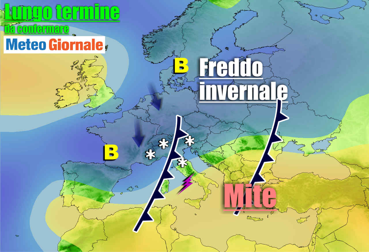 Ipotesi previsionale meteo lungo termine.