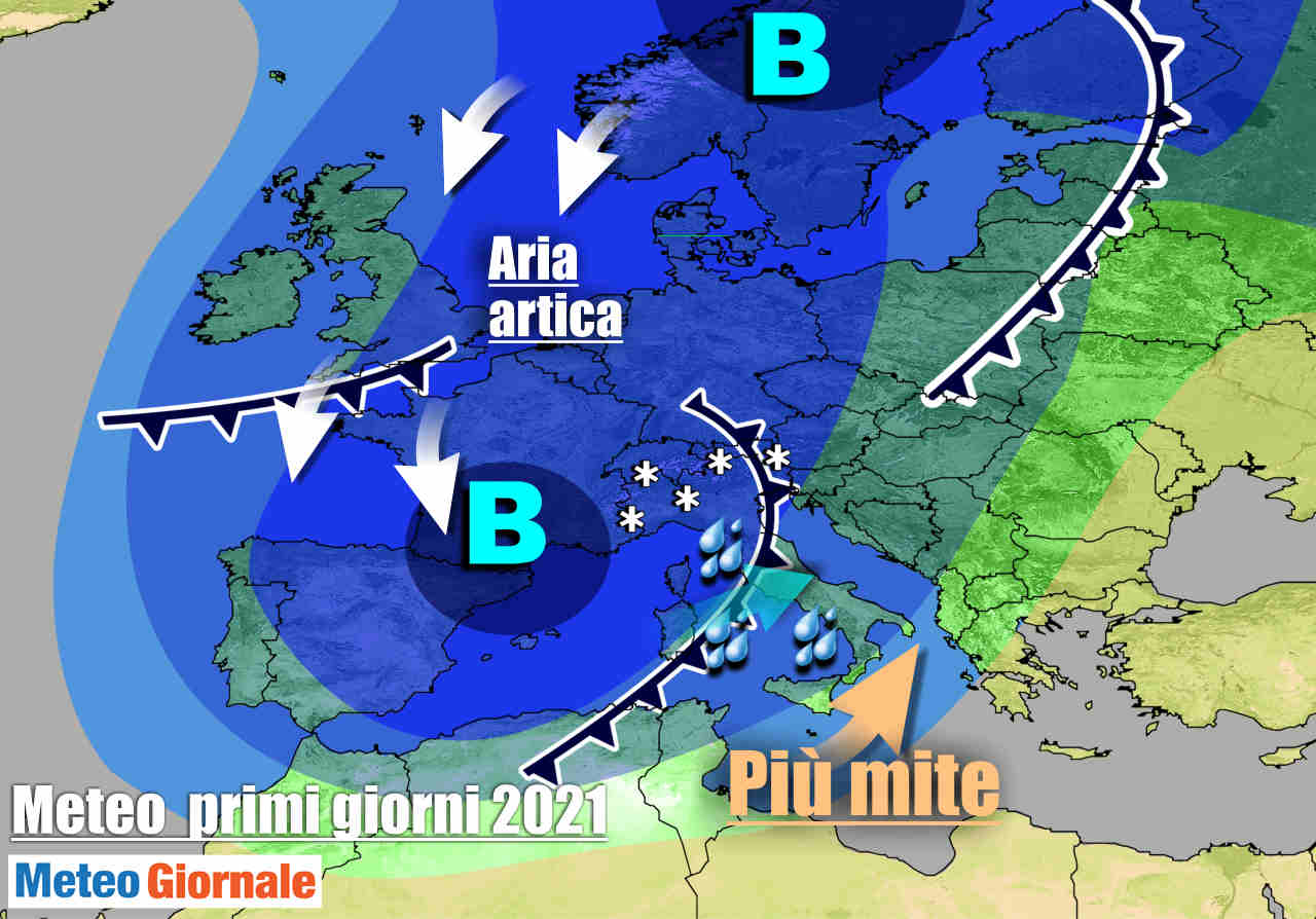 Tendenza per inizio nuovo anno con maltempo