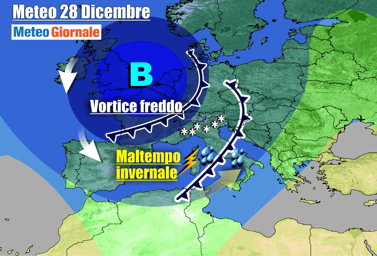 Maltempo marcato ad inizio settimana