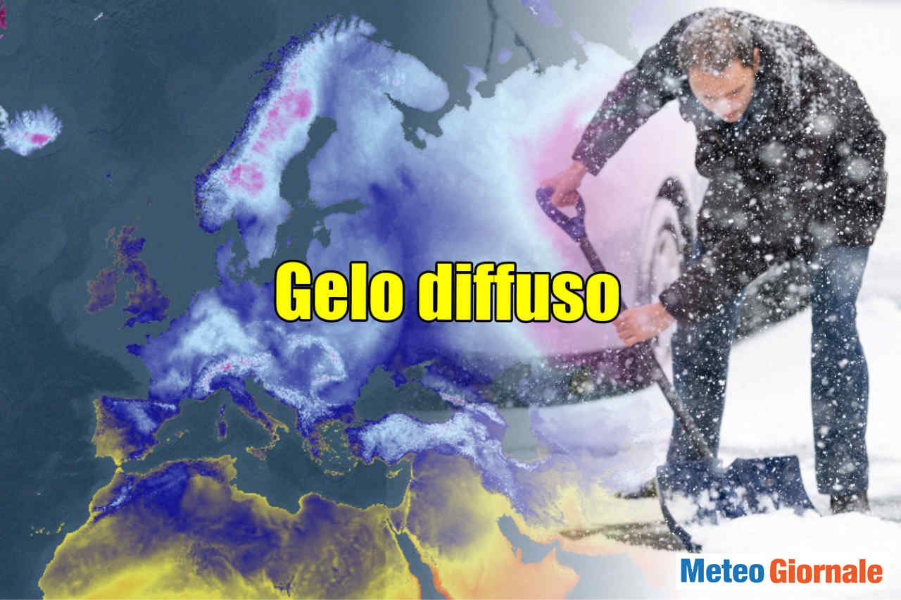 Gelo invernale diffuso meteo avverso.