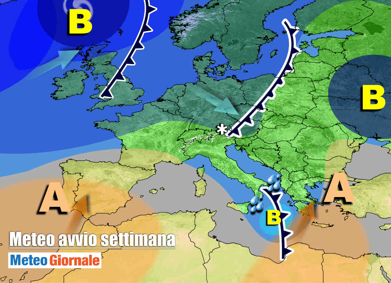 Evoluzione meteo per inizio settimana