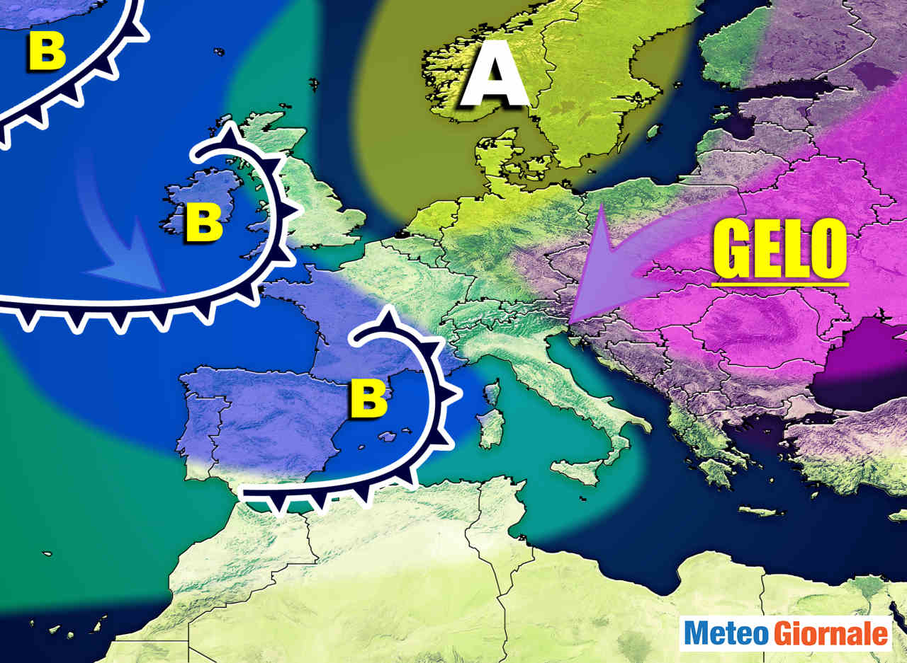 Meteo verso Natale con freddo e rischio maltempo.