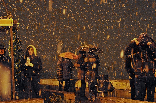 La neve sul Bastione a Cagliari, foto di Dietrich Steinmetz