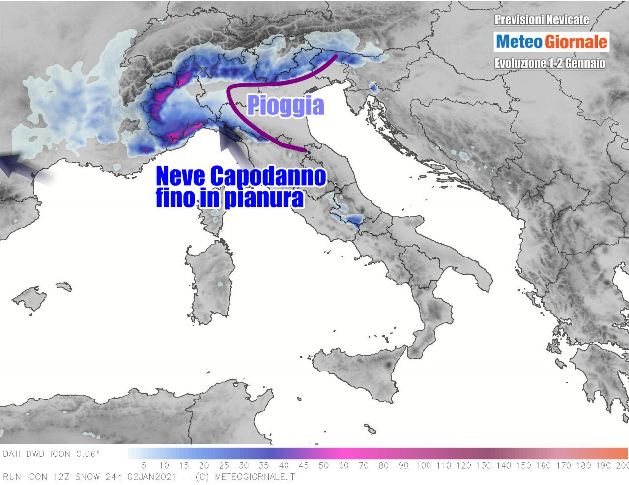 La previsione delle nevicate