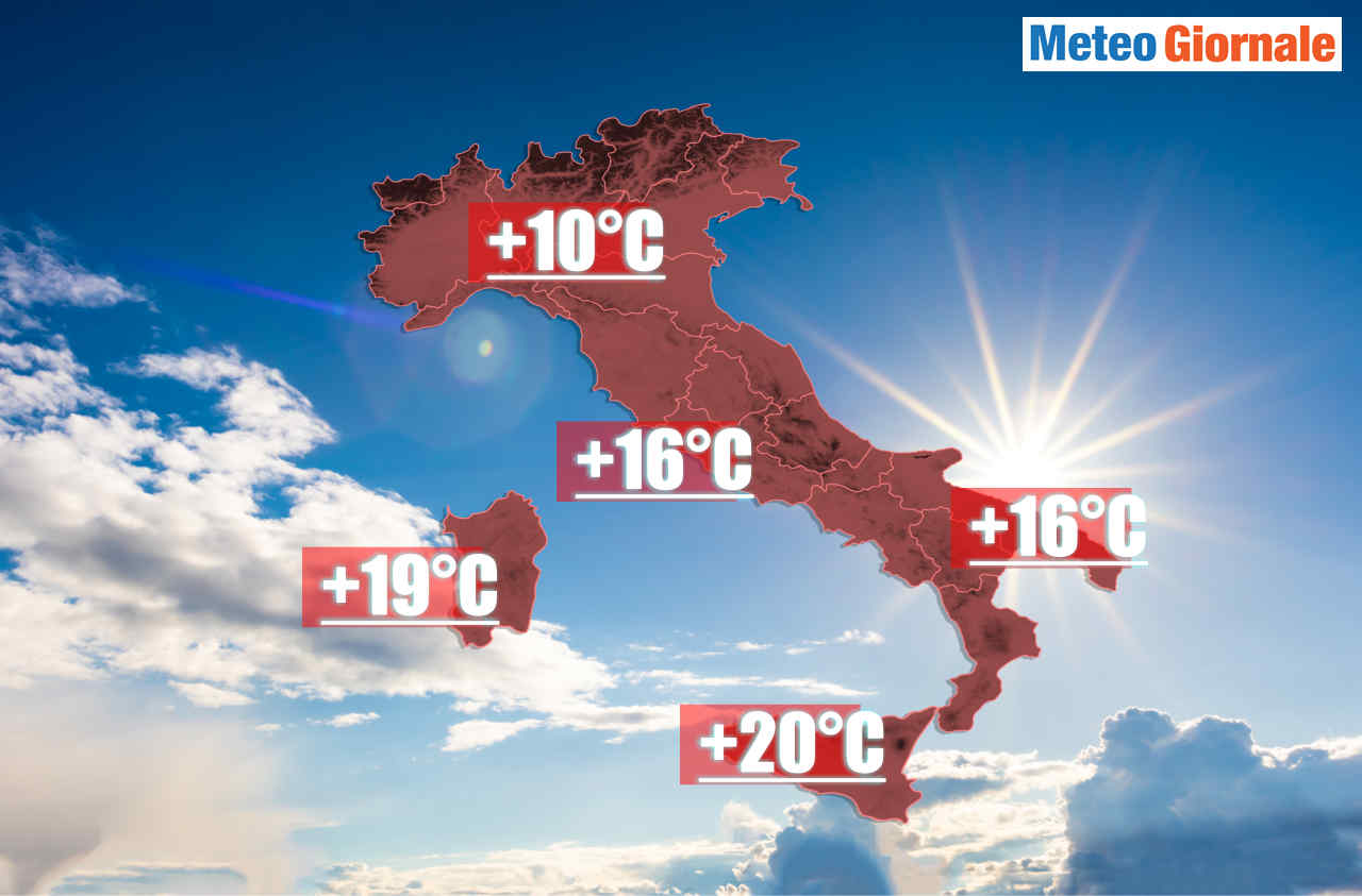 Temperature massime in Italia oggi.