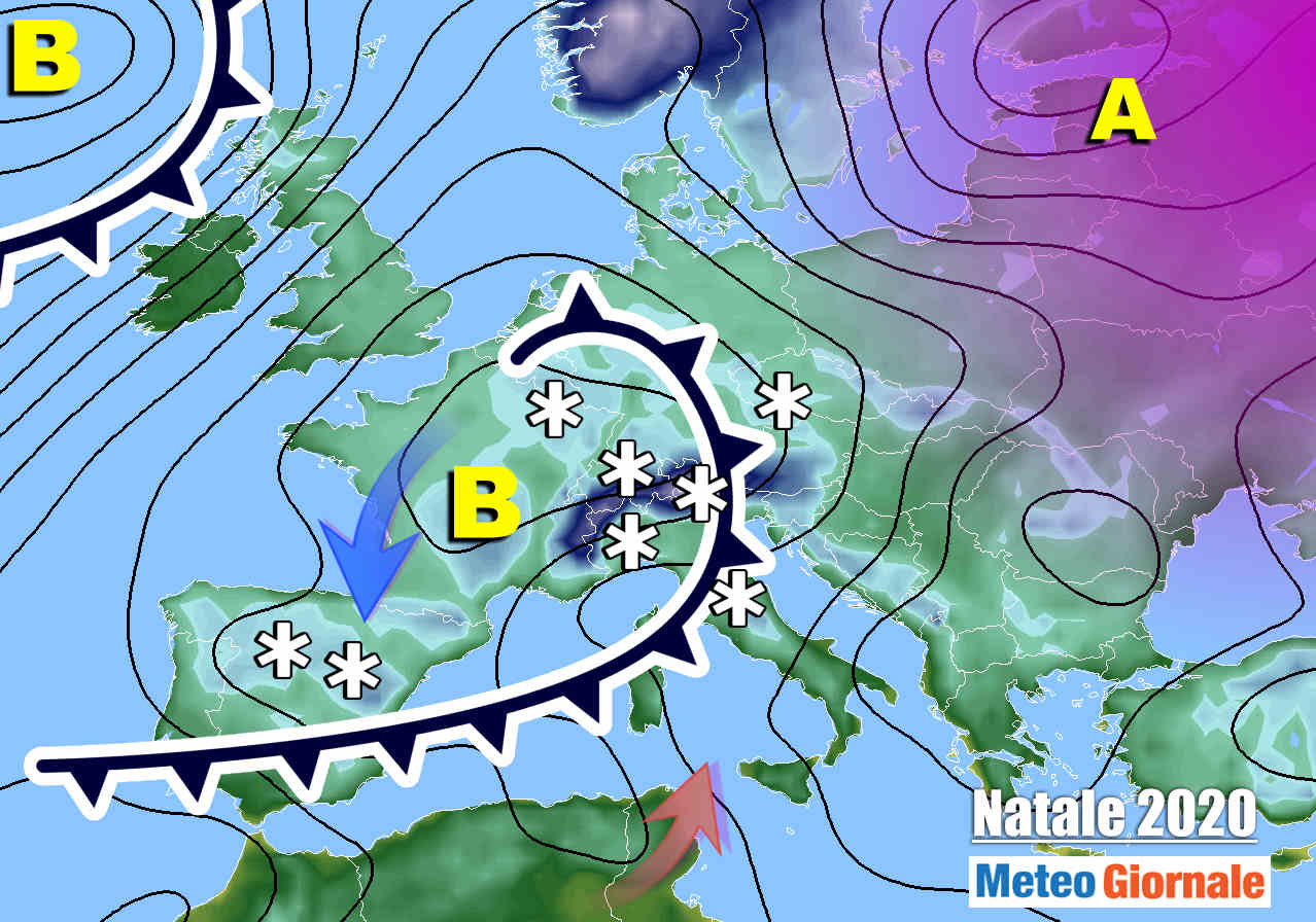 Trend meteo Natale 2020: uno dei vari scenari da valutare.