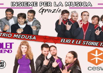 Violet Blend vincono #insiemeperlamusica di Elio e le Storie Tese, Trio Medusa e Cesvi