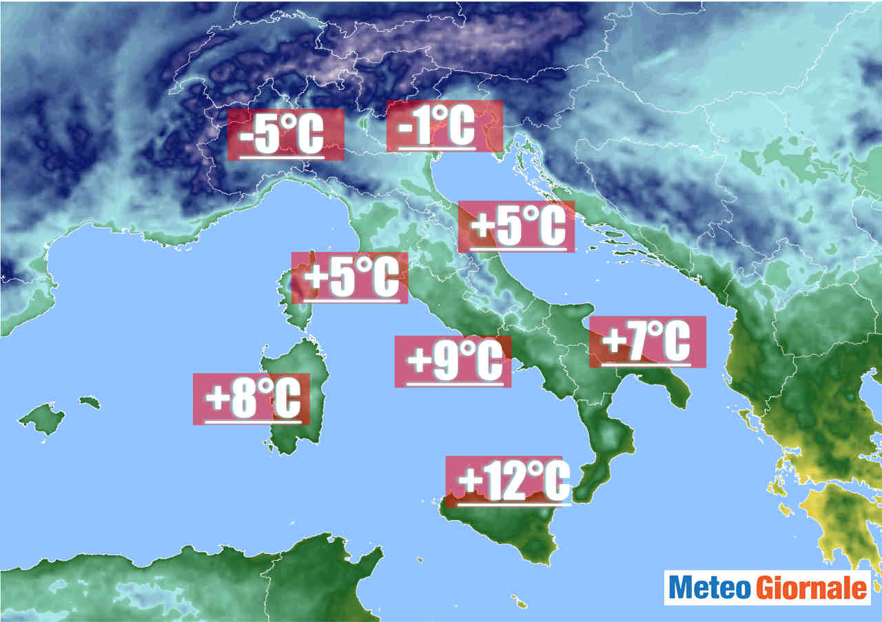 È gelo al Nord Italia. Temperatura in diminuzione nei prossimi giorni