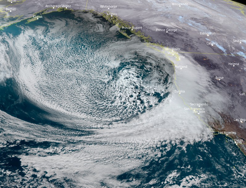 Tempesta invernale vista dal Meteosat.