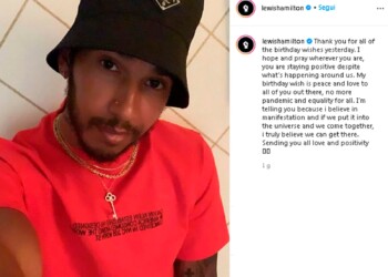 F1, Hamilton: “Invio a tutti amore e ottimismo”