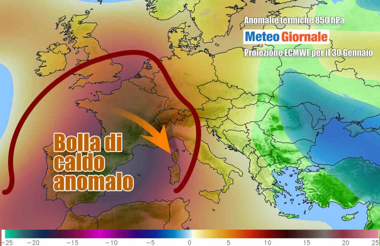 Scenario possibile per fine Gennaio, da confermare