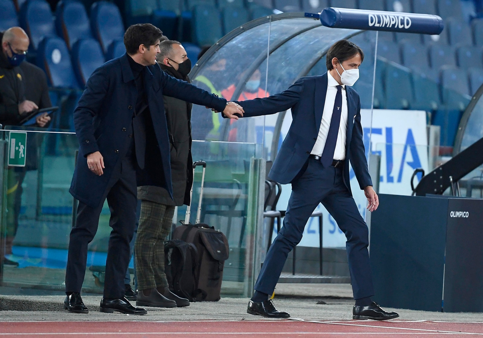 Lazio-Roma, il saluto tra Inzaghi e Fonseca