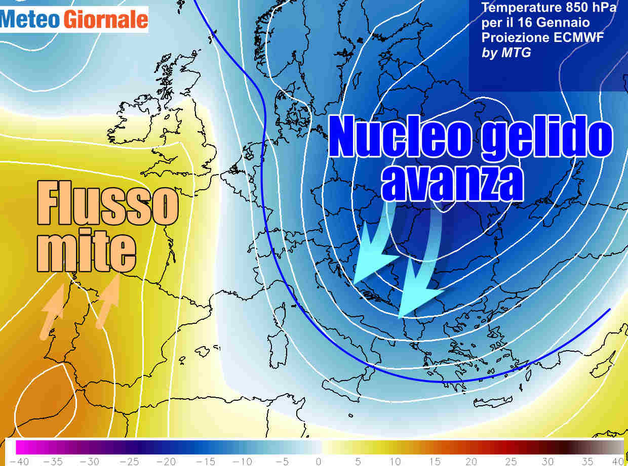 Le termiche a circa 1500 metri d'altezza previste per il 16 Gennaio 2021