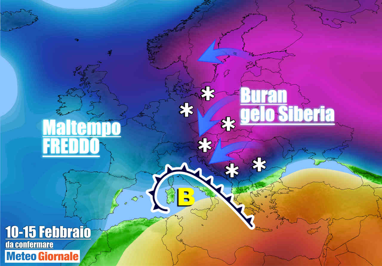 Meteo Febbraio con rischio Buran. Proiezioni centri meteo internazionali, da confermare.