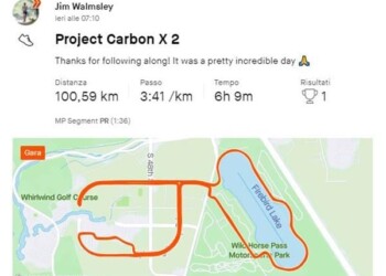 Jim Walsley manca il record mondiale 100km per soli 12”