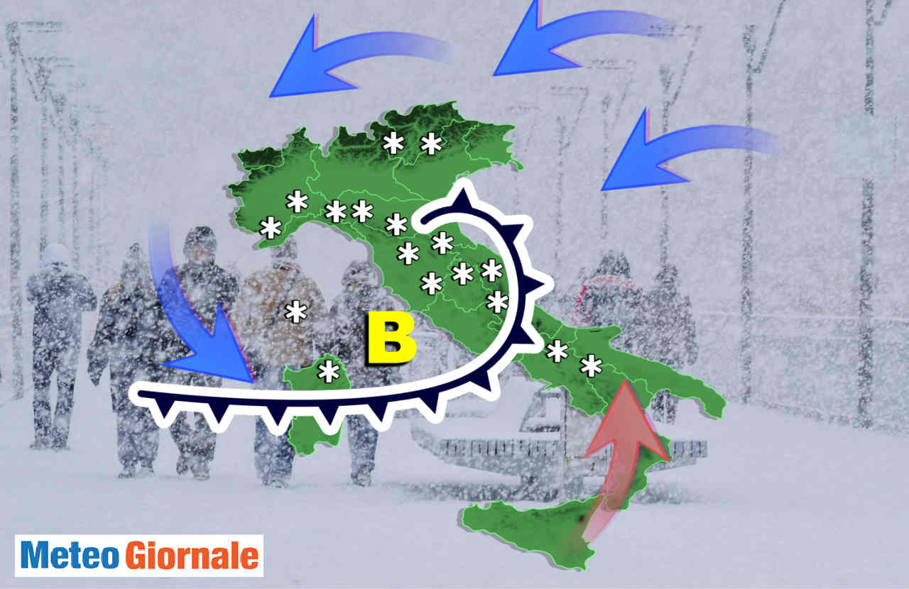 Meteo week end con neve in Italia.