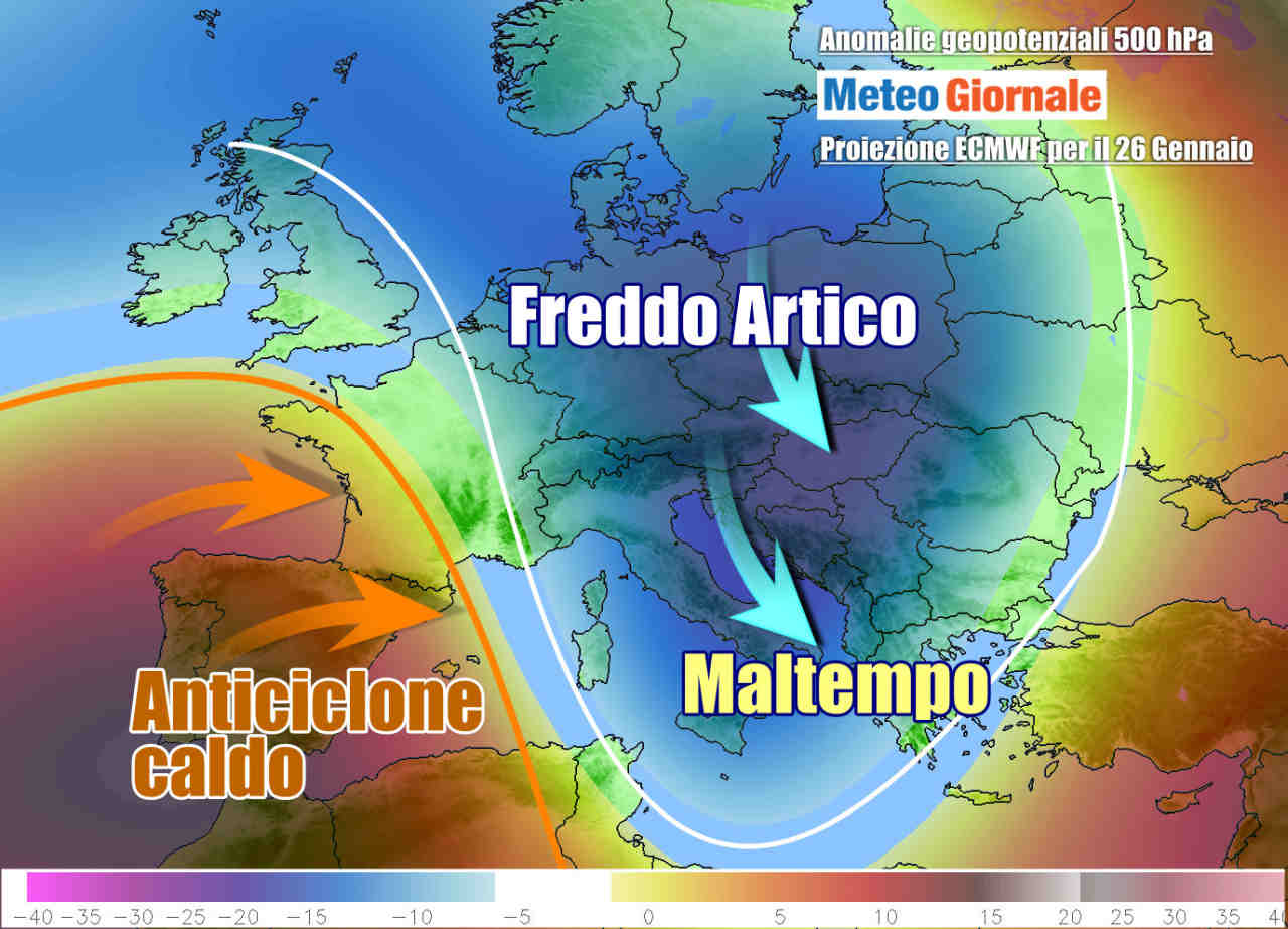 Situazione attesa nei primi giorni della prossima settimana