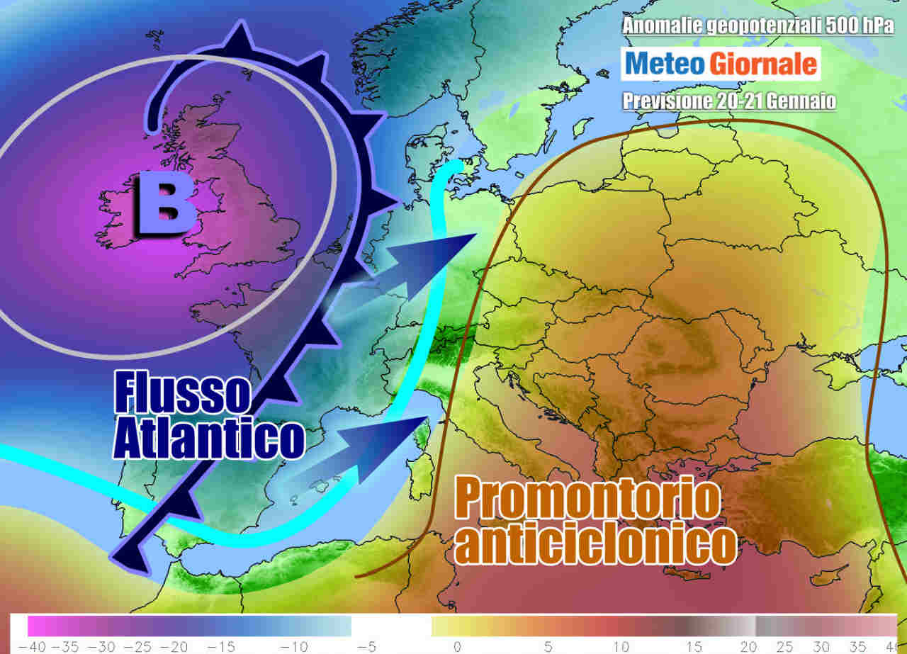 Evoluzione meteo per metà settimana